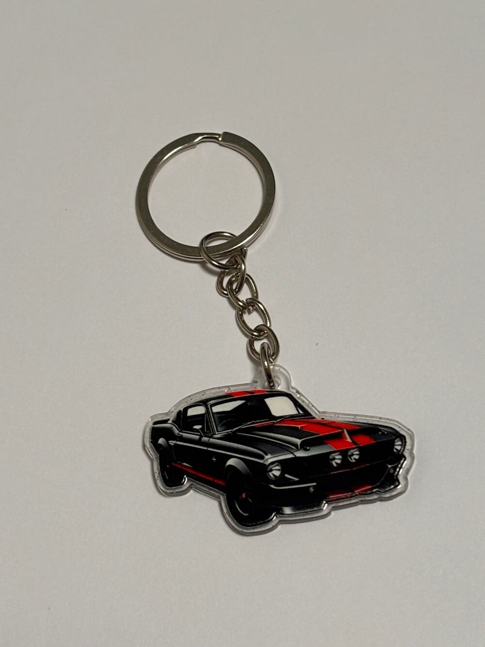 Key Ring Chain Wallet Bag Backpack Sparkle 1967 Ford Mustang Shelby GT Black Red
